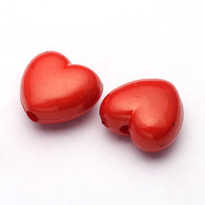 Acryl kraal heart rood