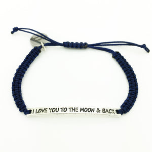 Armbandje ''i love you to the moon & back'' - dark blue & zilver