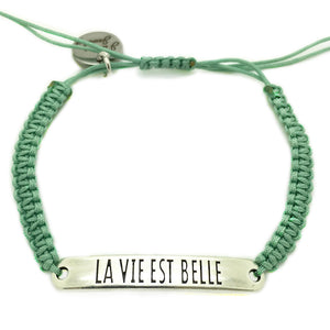Armbandje ''la vie est belle'' - seagreen & zilver