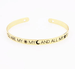 Bangle 'you are my sun, my moon and all my stars' goud