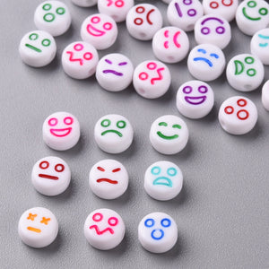 Acryl Smiley Kralen face mix Multicolour-white