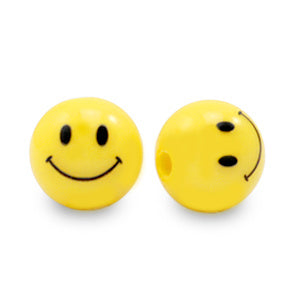 Acryl kralen Smiley yellow 10mm