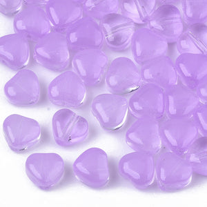 Glaskraal hart jelly paars