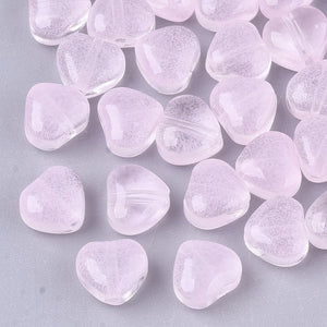 Glaskraal hart jelly pink