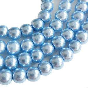 Glaskraal pearl baked blue 6mm