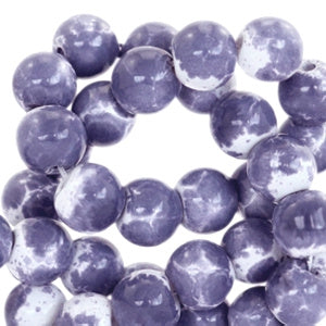 Glaskralen gemêleerd white-lavender blue 6mm