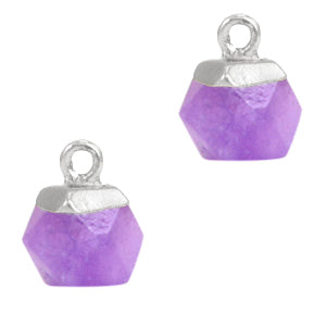 Bedel Natuursteen hangers hexagon Purple-silver