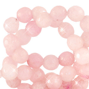 Natuursteen kralen kwarts facet geslepen 8mm Blossom pink-opal AB coating