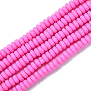 Polymeer kralen rondellen 7mm Hot Pink