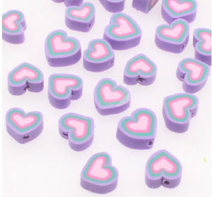 Polymeer kralen spacer heart paars-roze