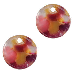 Resin hangers rond 12mm Pink-purple gold