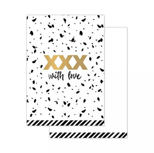 Sieraden kaartjes XXX With love goudfolie
