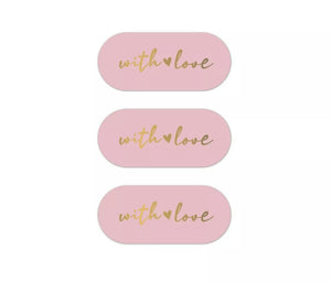 Sticker With Love ovaaltjes roze goudfolie