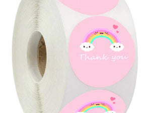 Sticker thank you rainbow pink