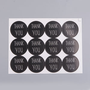 Sticker thank you rond zwart