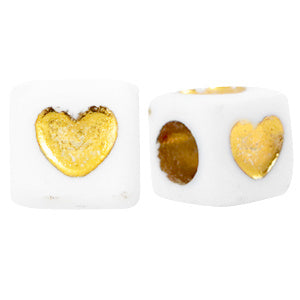 Acryl Hartjes Kralen Vierkant White-gold