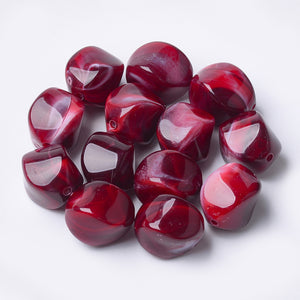 Acryl kraal Cube nugget 15mm Donker Rood