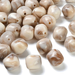 Acryl kraal Cube nugget 17mm Beige