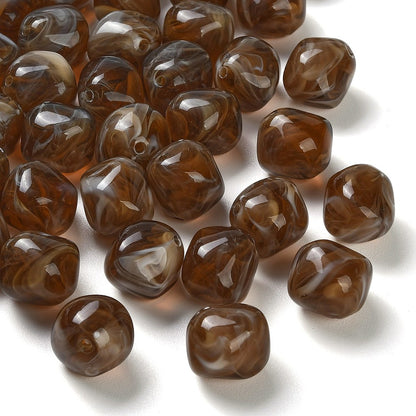 Acryl kraal Cube nugget 17mm Coffee bruin