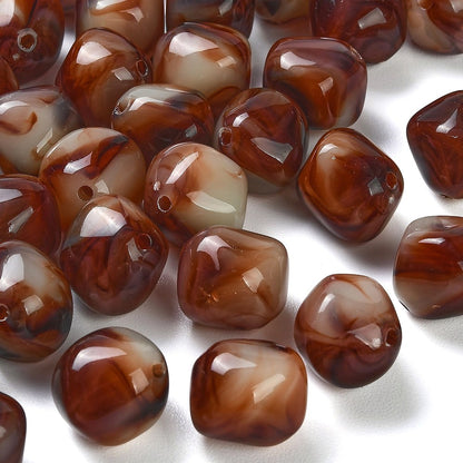 Acryl kraal Cube nugget 17mm Saddle Brown