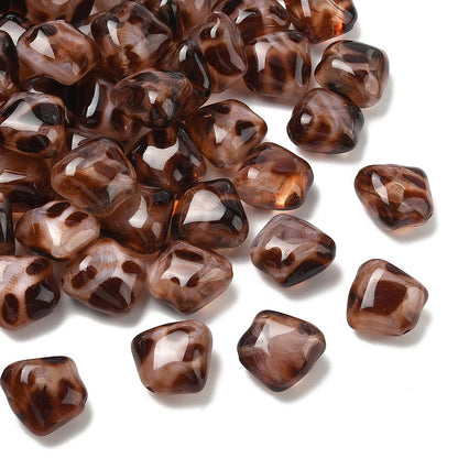 Acryl kraal Rhombus 20mm luipaard bruin