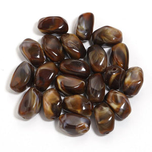 Acryl kraal langwerpige nugget 21mm coconut brown
