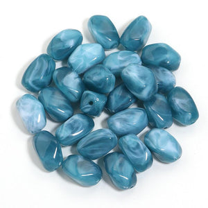 Acryl kraal langwerpige nugget 21mm dark turquoise