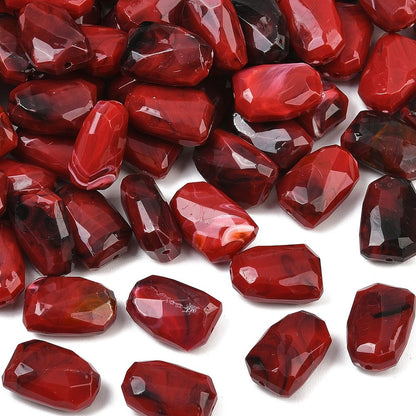 Acryl kraal langwerpig facet 21mm rood