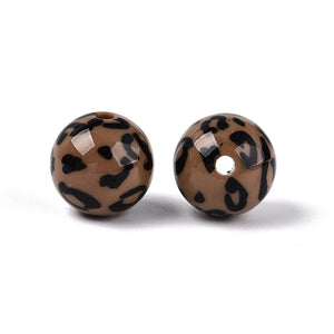 Acryl kraal rond 15mm Leopard Print camel