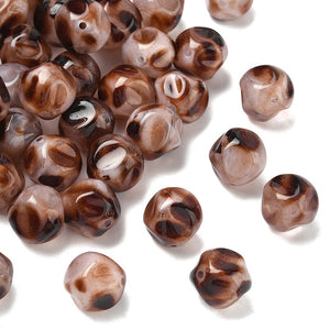 Acryl kraal round nuggets 16mm luipaard bruin