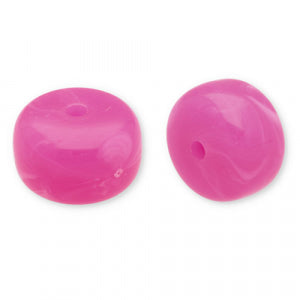 Acryl kralen disc Dark pink-white