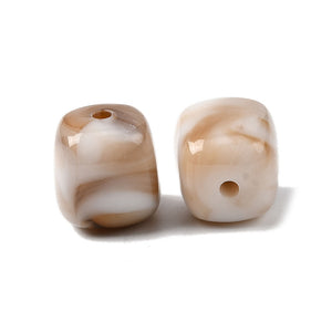 Acryl kralen gemstone look cube marble Burlywood