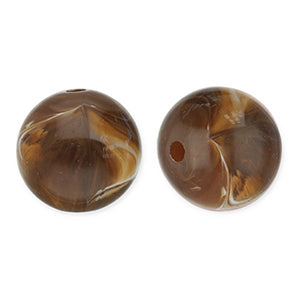Acryl kralen rond Dark brown-white 12mm