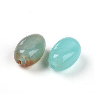 Acryl kralen structuur ovaal Turquoise