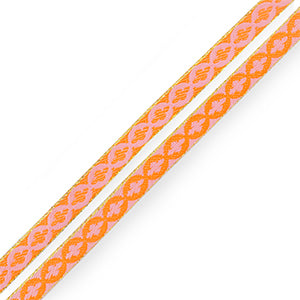 Armband lint met tekst bloem Orange-light pink
