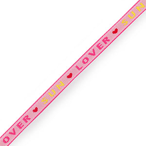 Armband lint met tekst sun & lover Light pink