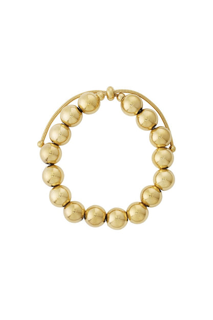 Armband grote kralen RVS goud