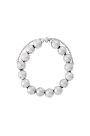 Armband grote kralen RVS zilver