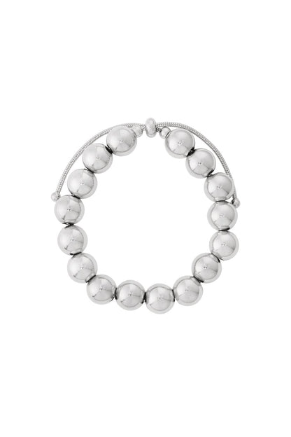 Armband grote kralen RVS zilver