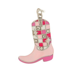 Bedel Enamel Cowboy Laars Strass Roze Zilver