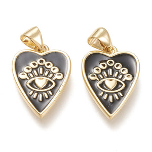 Bedel Enamel Heart Eye Black 18K Gold