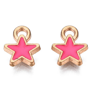 Bedel Enamel Mini Sterretje Hot Pink