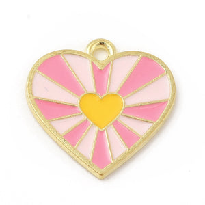 Bedel Enamel Sunshine hart roze geel