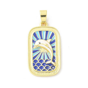Bedel Enamel Tarot Dolfijn blauw