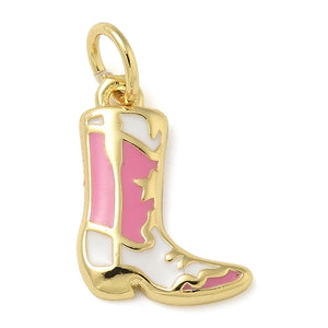 Bedel Enamel cowboy boots wit roze goud