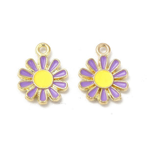 Bedel Enamel daisy flower lilac goud