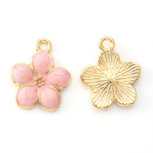 Bedel Enamel pearl flower pink goud