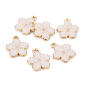 Bedel Enamel pearl flower wit goud