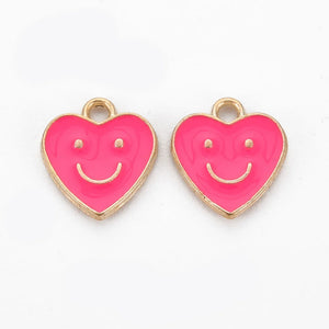 Bedel Enamel smiley hart hot pink goud