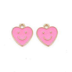 Bedel Enamel smiley hart roze goud